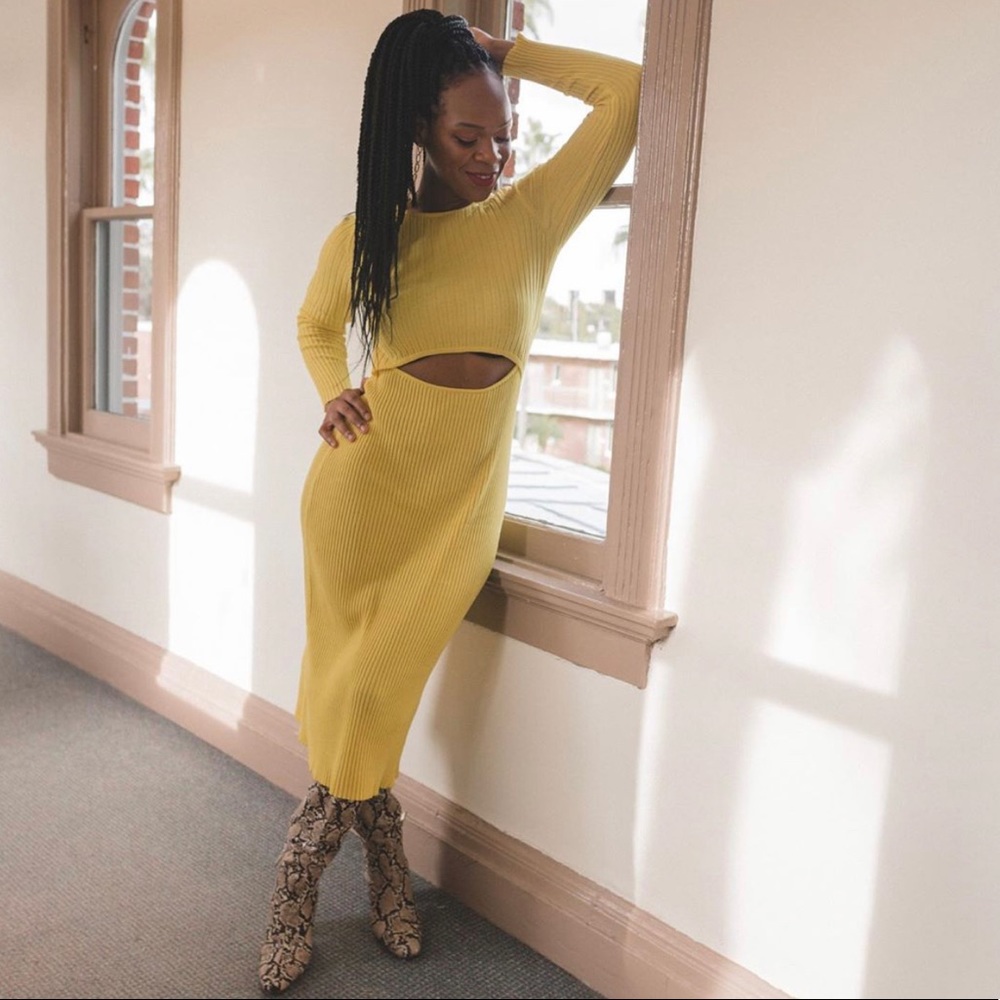 ASOS Design Ribbed Cut Out Midi Dress - Picture 3 of 3